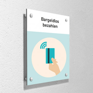 Corona Schild "Bargeldlos bezahlen" mit Wandmontage-Set