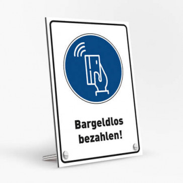 Corona Schild DIN "Bargeldlos bezahlen" mit Tischaufsteller-Set