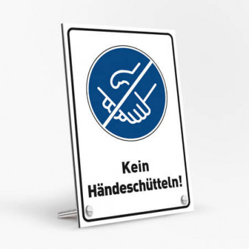 Corona Schild DIN "Kein Händeschütteln" mit Tischaufsteller-Set