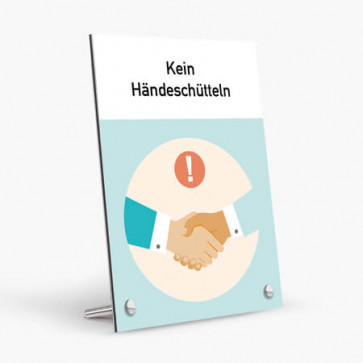 Corona Schild "Kein Händeschütteln" mit Tischaufsteller-Set