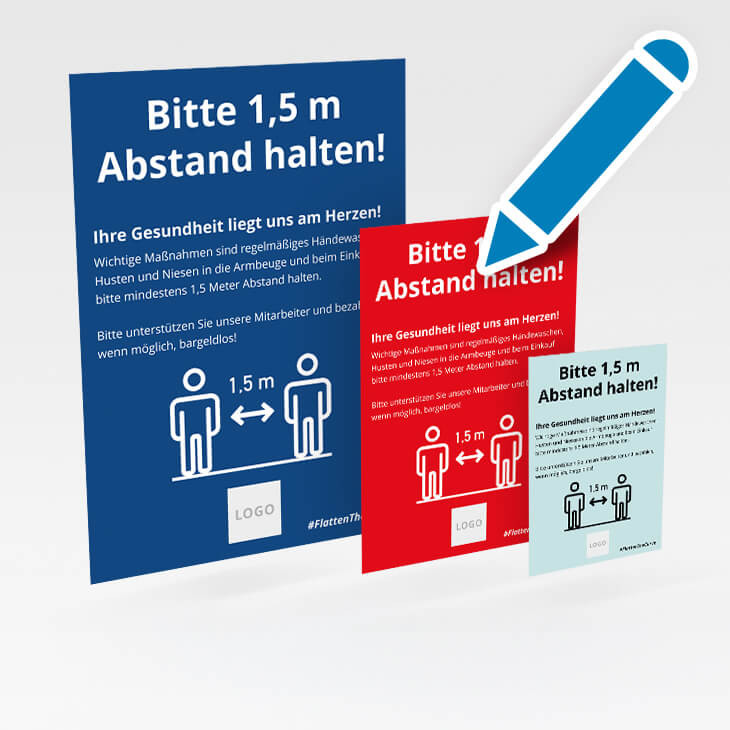 Corona Schild online gestalten "Bitte Abstand halten"