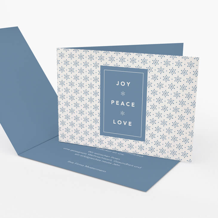 Weihnachtskarte Joy Peace Love