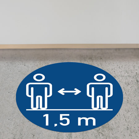 Corona Bodenaufkleber rund DIN "Abstand halten"