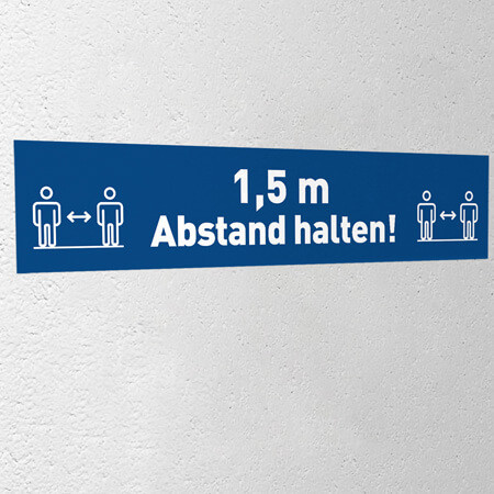 Corona Aufkleber Blau "Bitte Abstand halten"