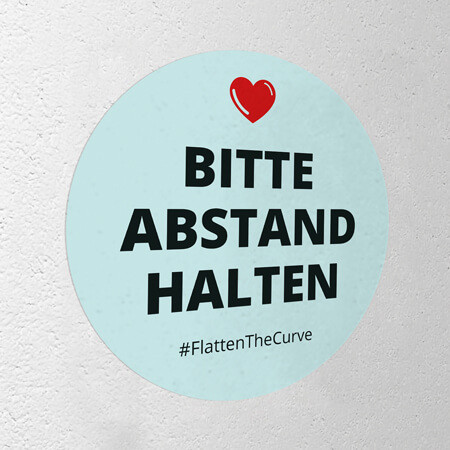 Corona Aufkleber rund "Bitte Abstand halten"