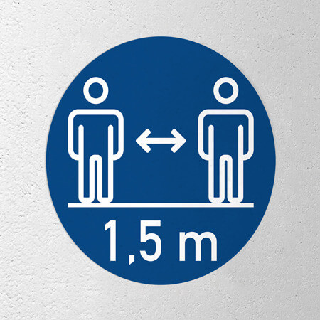 Corona Aufkleber rund DIN "Abstand halten"
