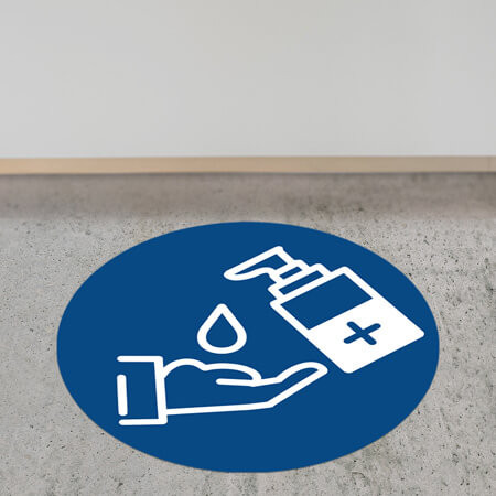 Corona Bodenaufkleber rund DIN "Hände desinfizieren"