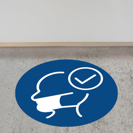 Corona Bodenaufkleber rund DIN "Mundschutz tragen"