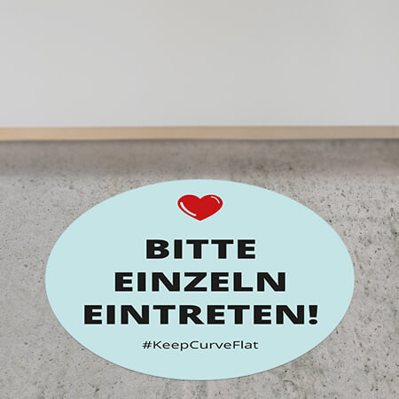 Corona Bodenaufkleber rund "Einzeln eintreten"