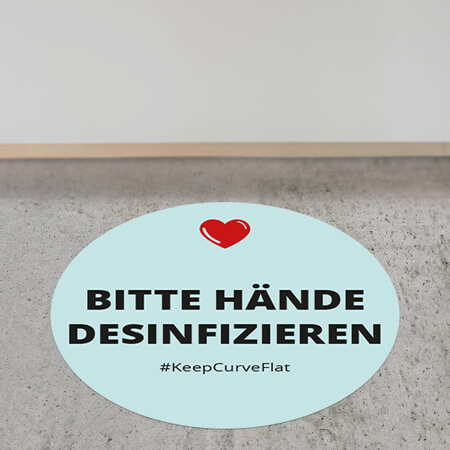 Corona Bodenaufkleber rund "Bitte Hände desinfizieren"