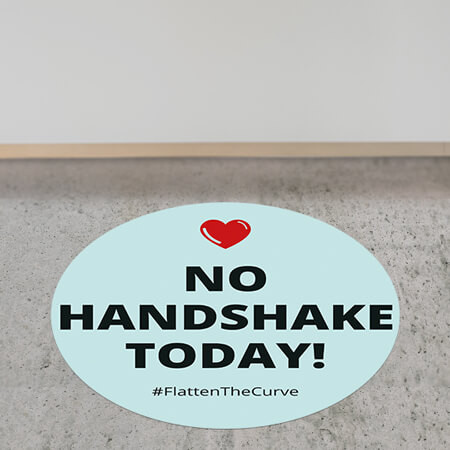 Corona Bodenaufkleber rund "No Handshake Today"