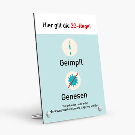 Corona Schild "2G" mit Tischaufsteller-Set