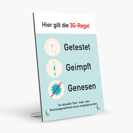 Corona Schild "3G" mit Tischaufsteller-Set