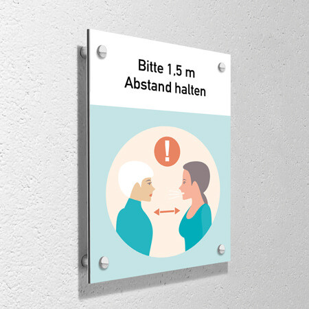 Corona Schid "Abstand halten" mit Wandmontage-Set