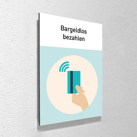 Corona Schild "Bargeldlos bezahlen" mit Aufhänge-Set