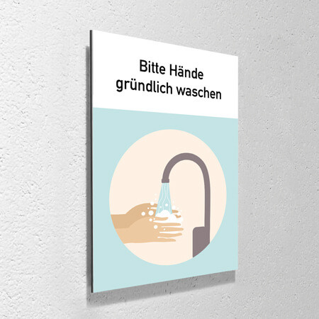 Corona Schild "Hände waschen" mit Aufhänge-Set