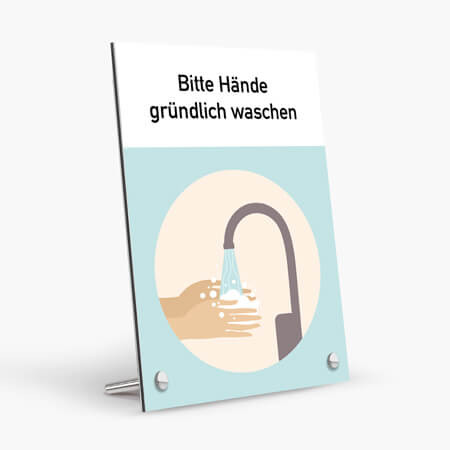 Corona Schild "Hände waschen" mit Tischaufsteller-Set