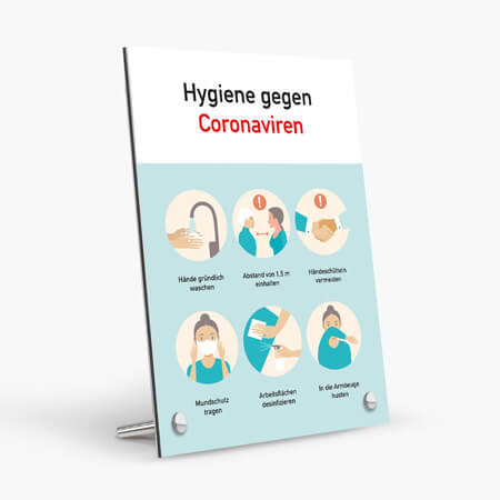 Corona Schild "Hygiene" mit Tischaufsteller-Set