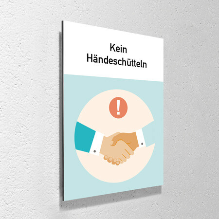 Corona Schild "Kein Händeschütteln" mit Aufhänge-Set
