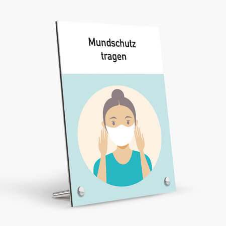 Corona Schild "Mundschutz tragen" mit Tischaufsteller-Set