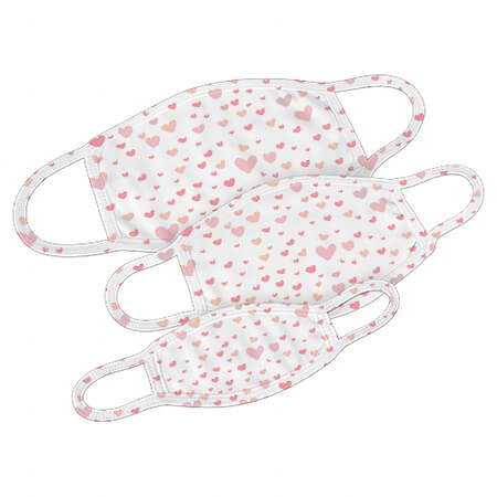 Mund-Nase-Maske mit Herzchen Design Größe S bis L