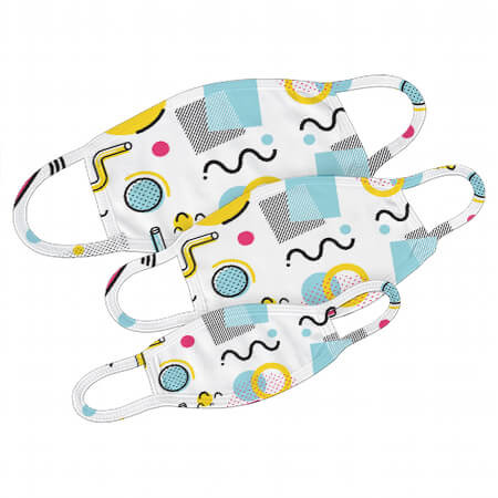 Mund-Nase-Maske mit Memphis Design Größe S bis L